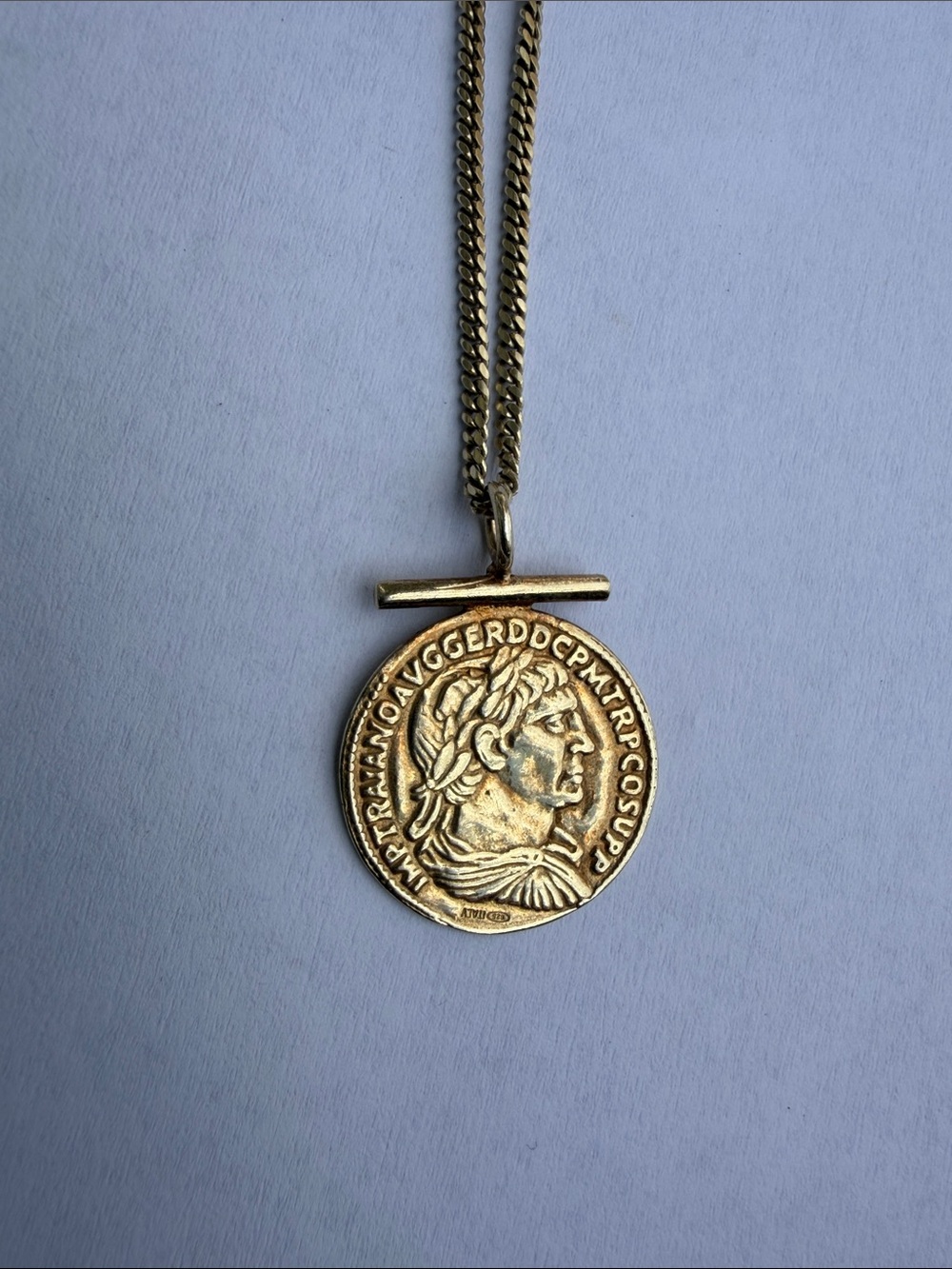 Sterling Silver 925 Gold plated Roman Coin Pendant Necklace on adjustable chain - Picture 3 of 9